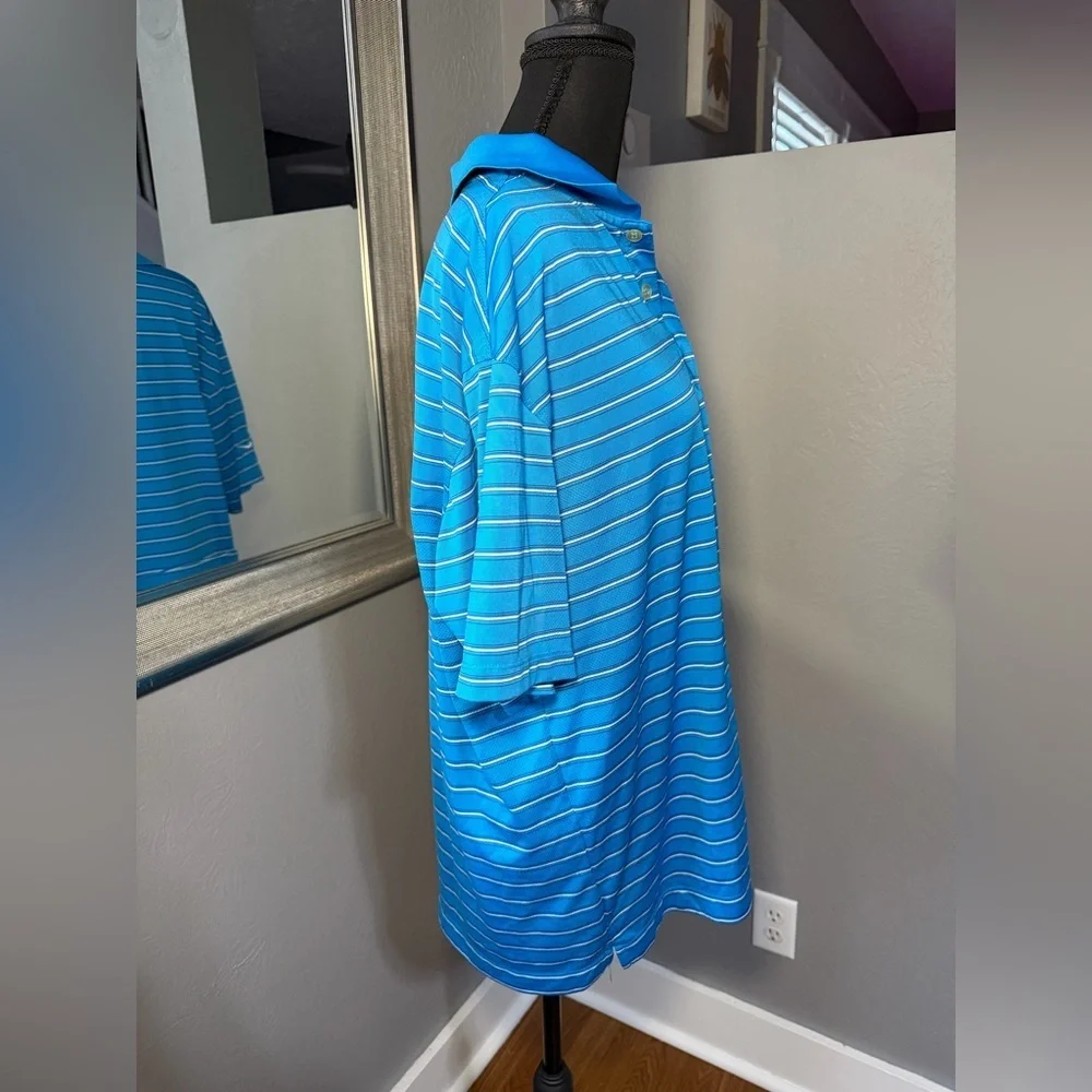 Nike Golf Dri-Fit Blue Striped Polo Shirt Size Large.